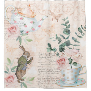Alice in Wonderland Collage ontkoppeling Douchegordijn