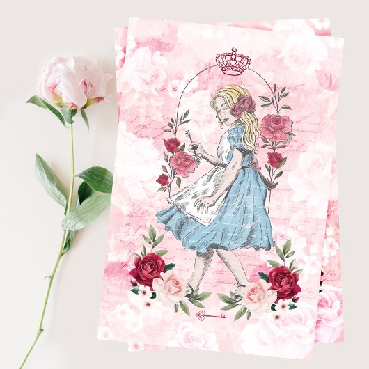 Alice in Wonderland Collage ontkoppeling Floral Ro Tissuepapier