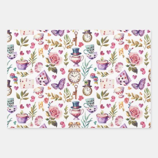  Alice in Wonderland Collage ontkoppeling Inpakpapier Vel (Voorkant)