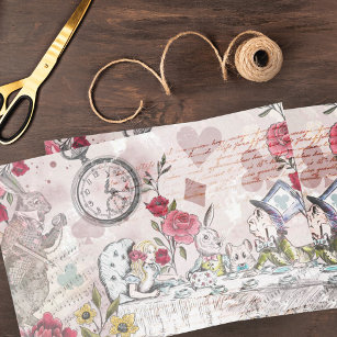  Alice in Wonderland Collage ontkoppeling Tissuepapier