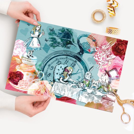  Alice in Wonderland Collage ontkoppeling Tissuepapier