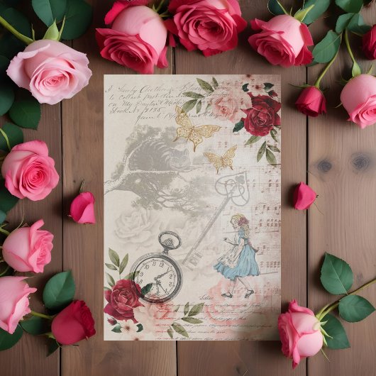 Alice in Wonderland Collage ontkoppeling Tissuepapier