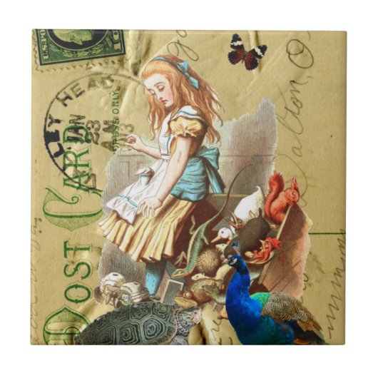 Alice in Wonderland collage Tegeltje (Voorkant)