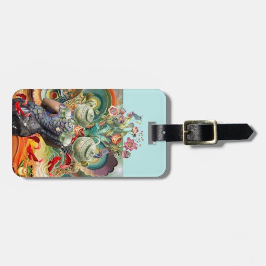 Alice in Wonderland collage, voeg naam en contact  Bagagelabel (Voorkant horizontaal)