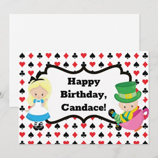 Alice in Wonderland Cool Childrens Birthday Kaart (Voorkant / Achterkant)