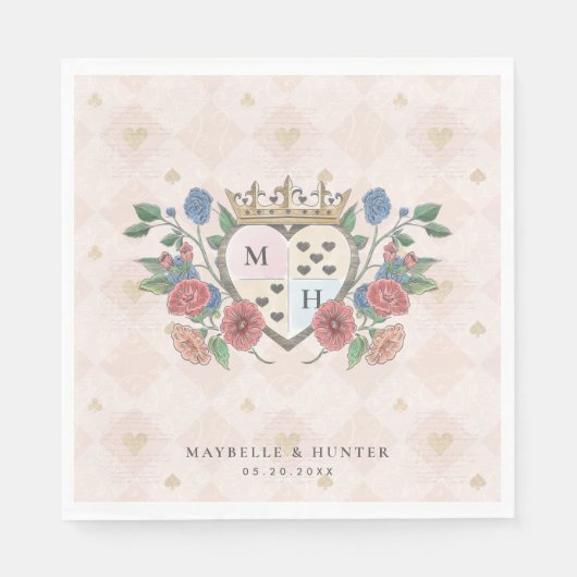  Alice in Wonderland Crown Heart Monogram Servet (Voorkant)