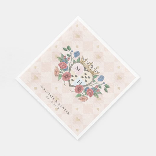 Alice in Wonderland Crown Heart Monogram Servet (Hoek)