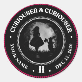 Alice in Wonderland, curieuse, nuchterheidsmedaill Ronde Sticker