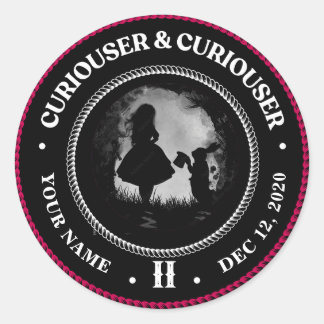 Alice in Wonderland, curieuse, nuchterheidsmedaill Ronde Sticker