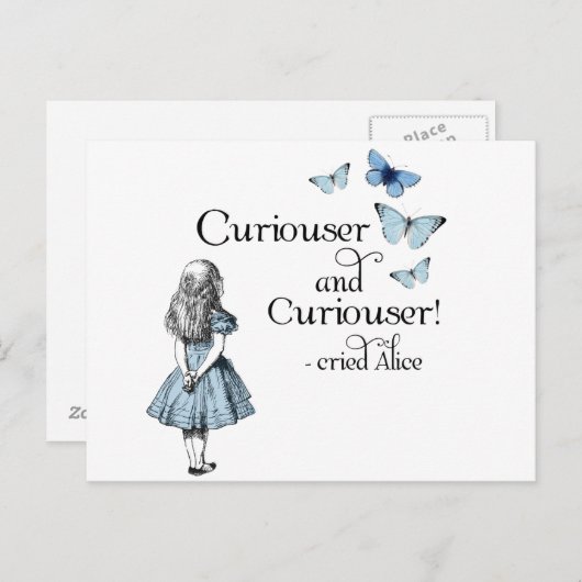 Alice in Wonderland Curiouser Butterfly Briefkaart (Voorkant / Achterkant)