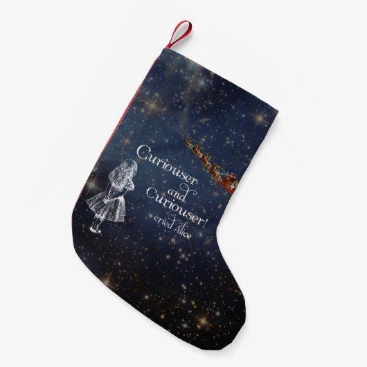 Alice in Wonderland Curiouser-kerststaart Kleine Kerstsok (Voorkant (Hangend))