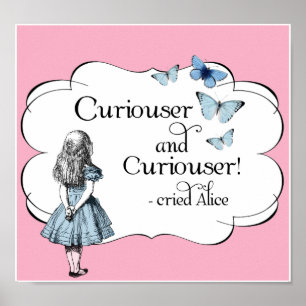 Alice in Wonderland Curiouser Pink Poster of Print