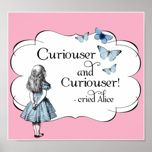 Alice in Wonderland Curiouser Pink Poster of Print (Voorkant)