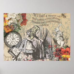 Alice in Wonderland Curtain Nonsense Poster