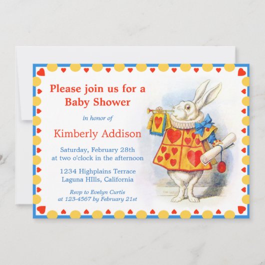 Alice in Wonderland Custom Baby Shower Invitaties Kaart (Voorkant)
