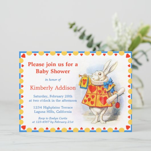 Alice in Wonderland Custom Baby Shower Invitaties Kaart (Staand voorkant)