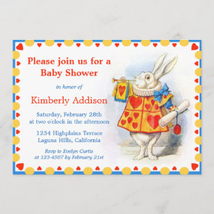 Alice in Wonderland Custom Baby shower Invites Kaart