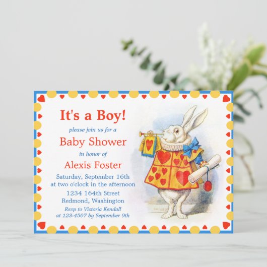Alice in Wonderland Custom Baby shower Invites Kaart (Staand voorkant)