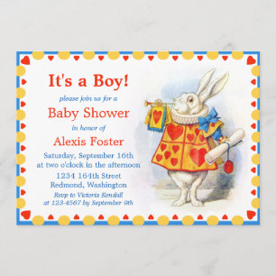 Alice in Wonderland Custom Baby shower Invites Kaart