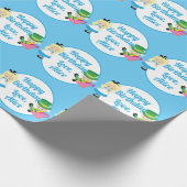 Alice in Wonderland Custom Birthday Party Blue Cadeaupapier (Hoek)