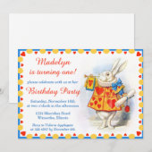 Alice in Wonderland Custom Birthday Party Kaart (Voorkant / Achterkant)