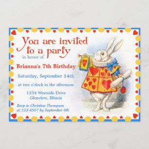 Alice in Wonderland Custom Birthday Party nodigt u Kaart