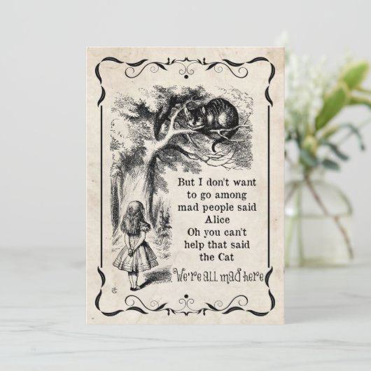 Alice in Wonderland Custom Party nodigt uit Kaart (Staand voorkant)