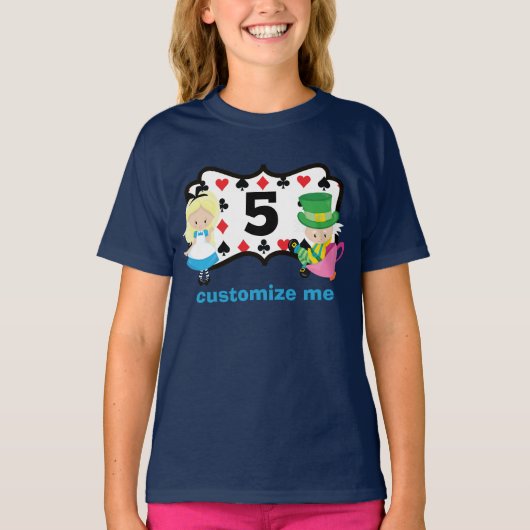 Alice in Wonderland Cute Birthday Party Custom Kin T-shirt (Voorkant)