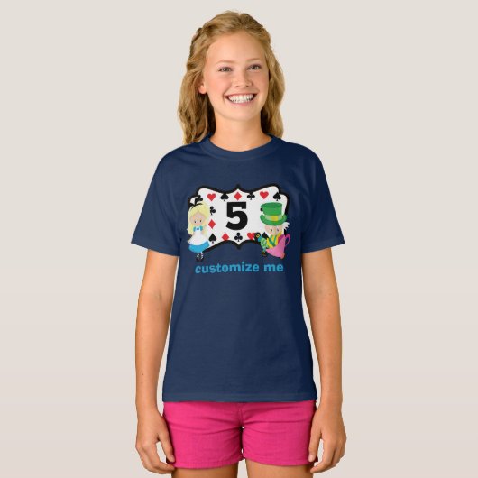 Alice in Wonderland Cute Birthday Party Custom Kin T-shirt (Voorkant volledig)