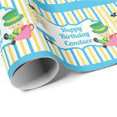 Alice in Wonderland Cute Custom Kids Birthday Cadeaupapier (Rol Hoek)