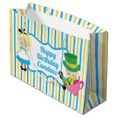Alice in Wonderland Cute Custom Kids Birthday Girl Groot Cadeauzakje (Achterkant Gekanteld)
