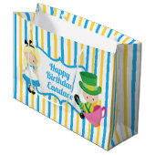 Alice in Wonderland Cute Custom Kids Birthday Girl Groot Cadeauzakje (Voorkant Gekanteld)