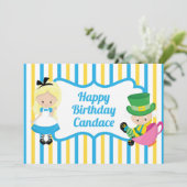 Alice in Wonderland Cute Custom Kids Birthday Kaart (Staand voorkant)