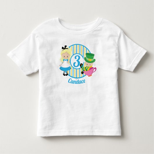 Alice in Wonderland Cute Custom Kids Birthday Kinder Shirts (Voorkant)