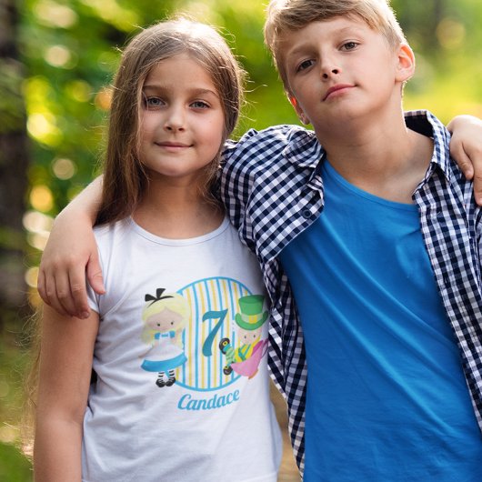 Alice in Wonderland Cute Custom Kinder Birthday T-shirt