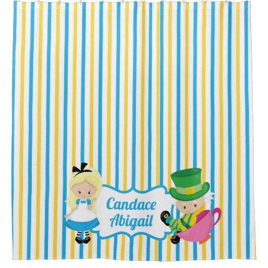 Alice in Wonderland Cute Custom Little Girls Douchegordijn (Voorkant)