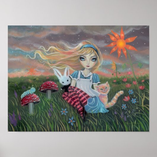 Alice in Wonderland Cute Fantasy Art Poster (Voorkant)