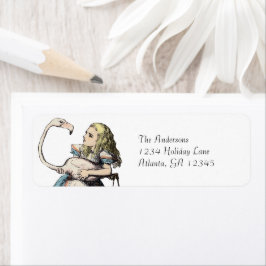 Alice in Wonderland Cute Flamingo Etiket