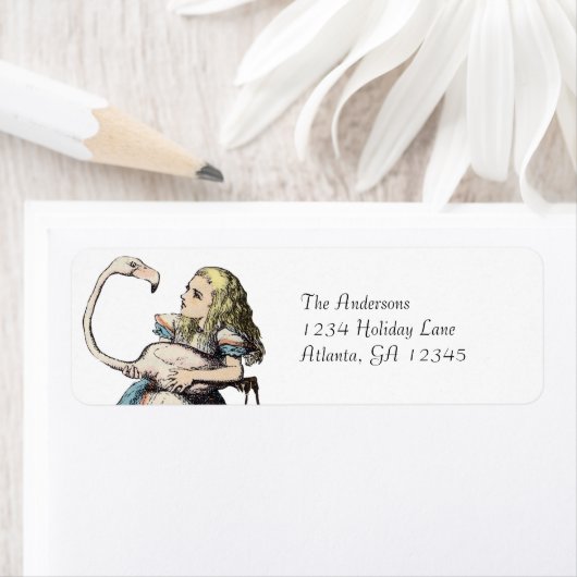 Alice in Wonderland Cute Flamingo Etiket (Insitu)