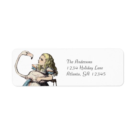 Alice in Wonderland Cute Flamingo Etiket (Voorkant)