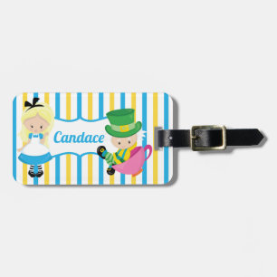 Alice in Wonderland Cute Kinder Monogram Blue Yell Bagagelabel