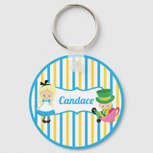 Alice in Wonderland Cute Kinder Monogram Blue Yell Sleutelhanger