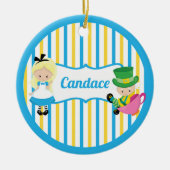 Alice in Wonderland Cute Kinder Monogram Kerstmis Keramisch Ornament (Voorkant)