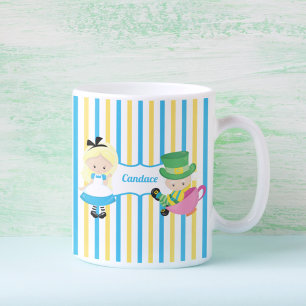 Alice in Wonderland Cute Kinder Monogram Tea Party Koffiemok