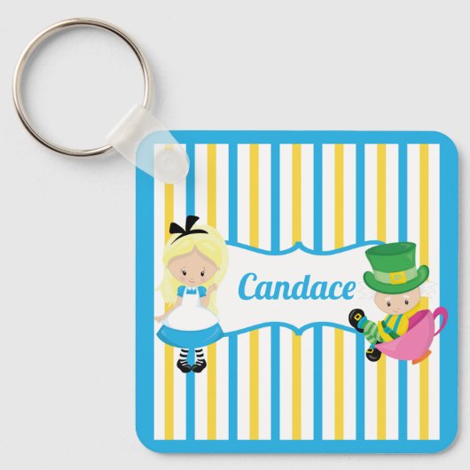 Alice in Wonderland Cute Personalized Kinder Book Sleutelhanger (Voorkant)