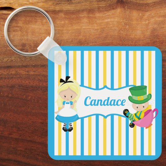 Alice in Wonderland Cute Personalized Kinder Book Sleutelhanger (Voorkant)