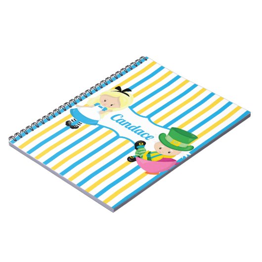 Alice in Wonderland Cute Personalized Kinderen Notitieboek (Linkerzijde)