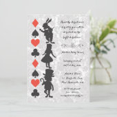 Alice in Wonderland Damask Baby shower Invite Kaart (Staand voorkant)