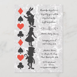 Alice in Wonderland Damask Baby shower Invite Kaart