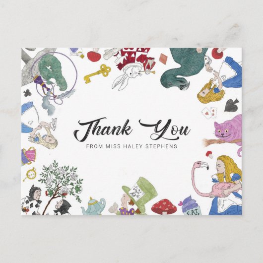 Alice in Wonderland Dank je Briefkaart (Voorkant)